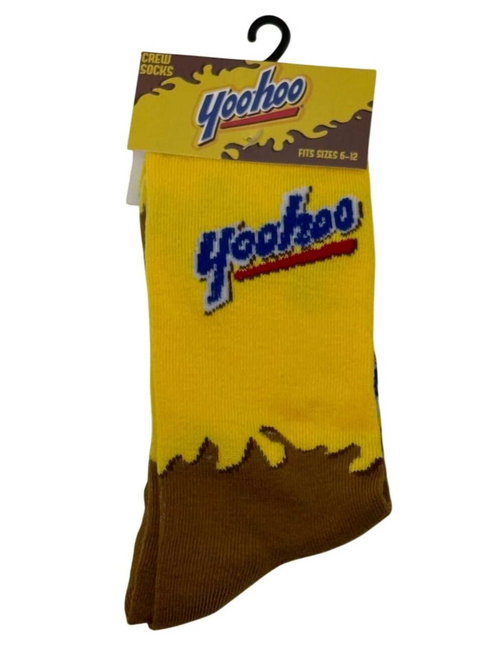 Yoohoo Crew Socks Men's Size 6-12 Chocolate Drink Logo Novelty NWT